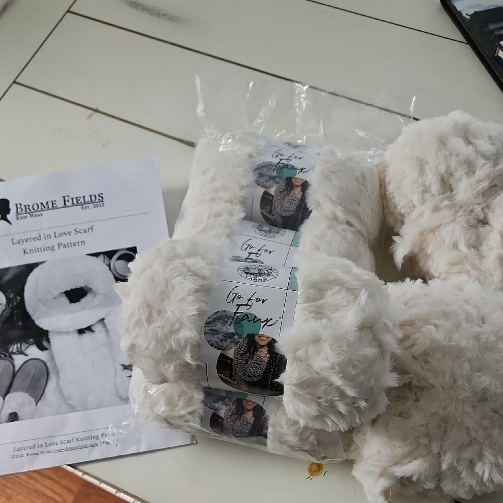 6 Skeins Of Lion Brand Go For Faux Yarn And 2 Patterns